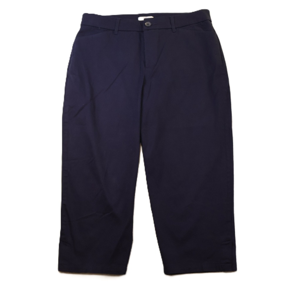 Croft & Barrow Womens 12 Cropped Chino Pants Navy Blue Stretch Cotton Casual